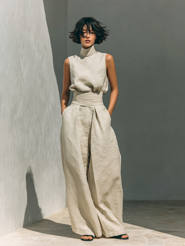 Amara — Ensemble minimaliste blouse et pantalon fluide