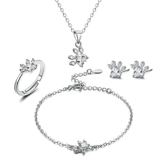 Arbour – Parure de bijoux 4 pièces avec patte et cœur en zirconia