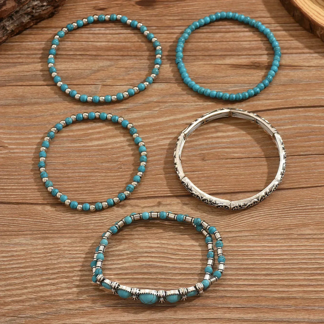 Maëlys™ — Bracelet multi-rangs turquoise raffiné