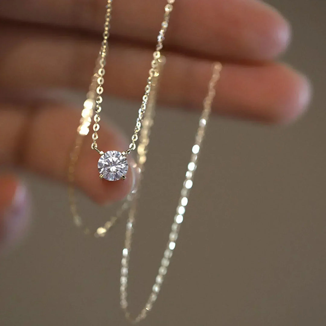 Collier en argent sterling plaqué or avec zircon