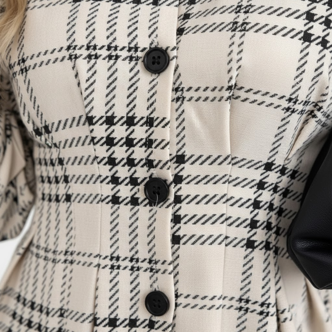 Élise™ — Robe chemise à carreaux élégante