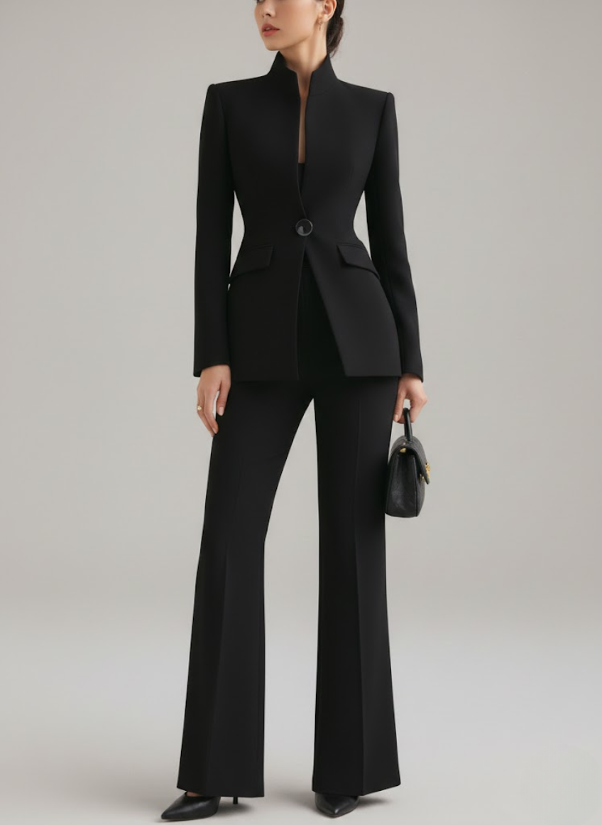 Dominique™ — Tailleur pantalon bleu nuit intemporel