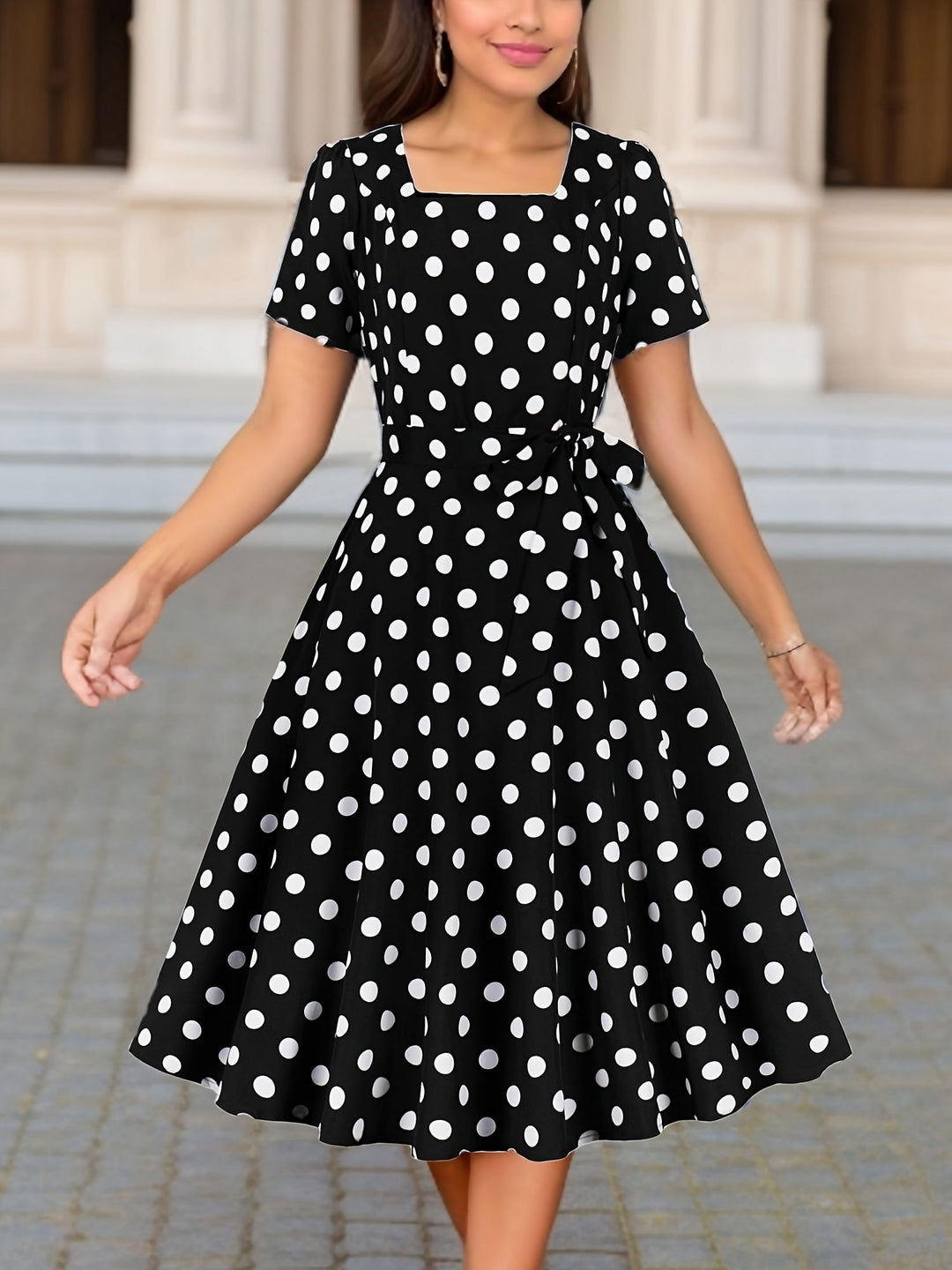 Marguerite™ | Robe pois élégante confortable intemporelle