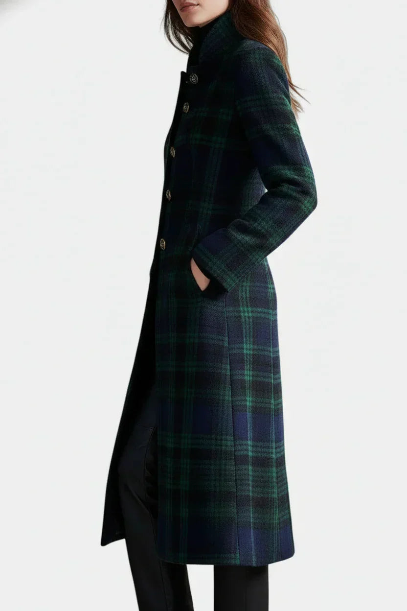 Madeleine™ — Manteau mi-long carreaux élégant