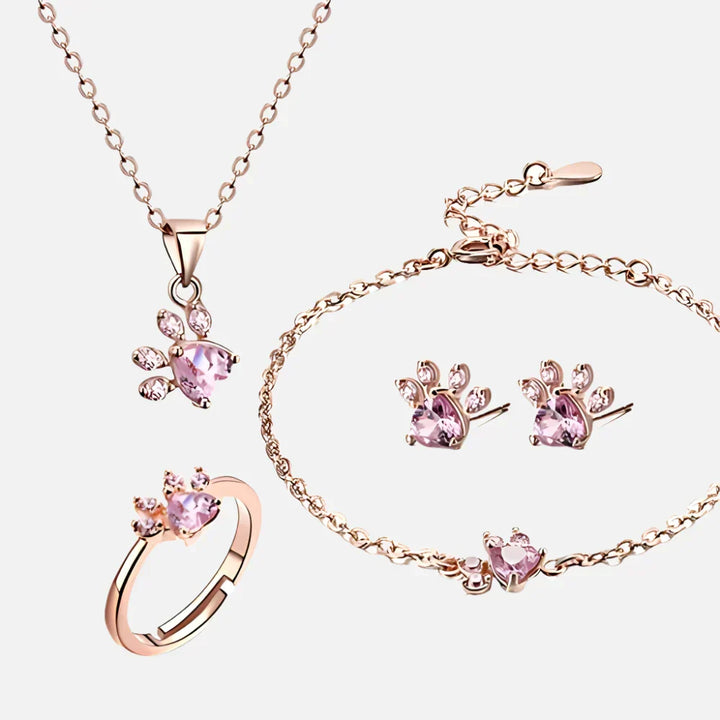 Arbour – Parure de bijoux 4 pièces avec patte et cœur en zirconia